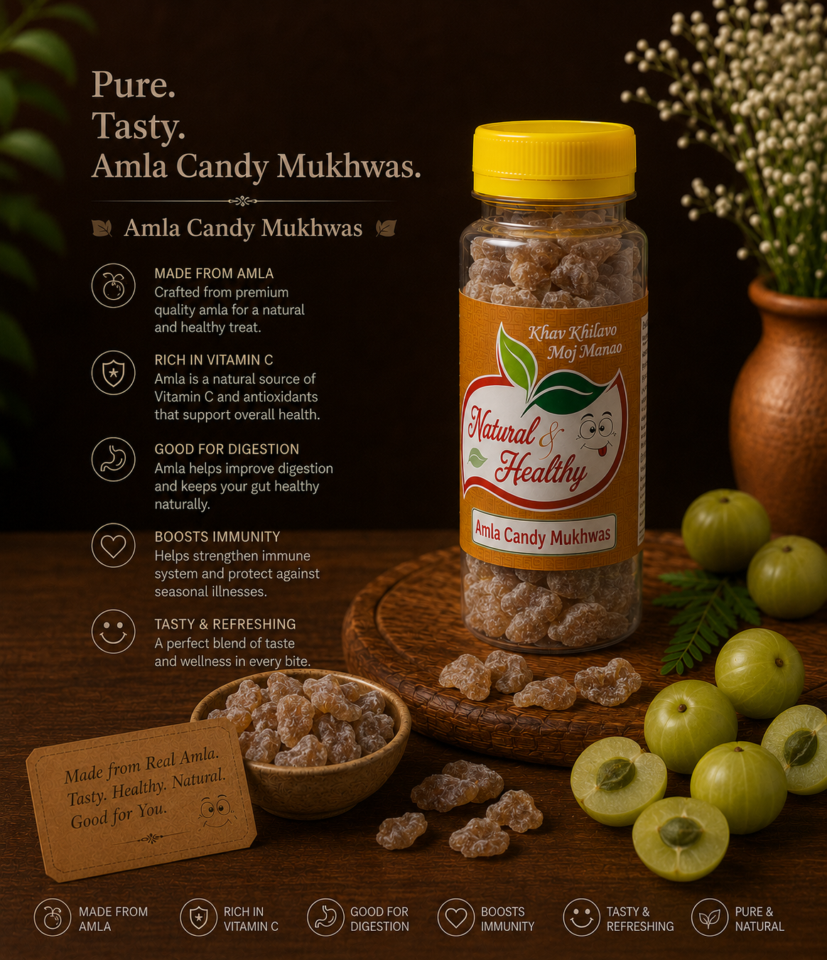 Natural & Healthy Amla Candy Mukhwas | Premium Digestive Mouth Freshener | Rich in Vitamin C