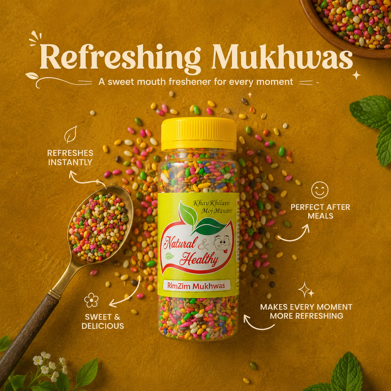 RimZim Mukhwas – Premium Colorful Sweet Mouth Freshener | Delicious After-Meal Digestive Mix