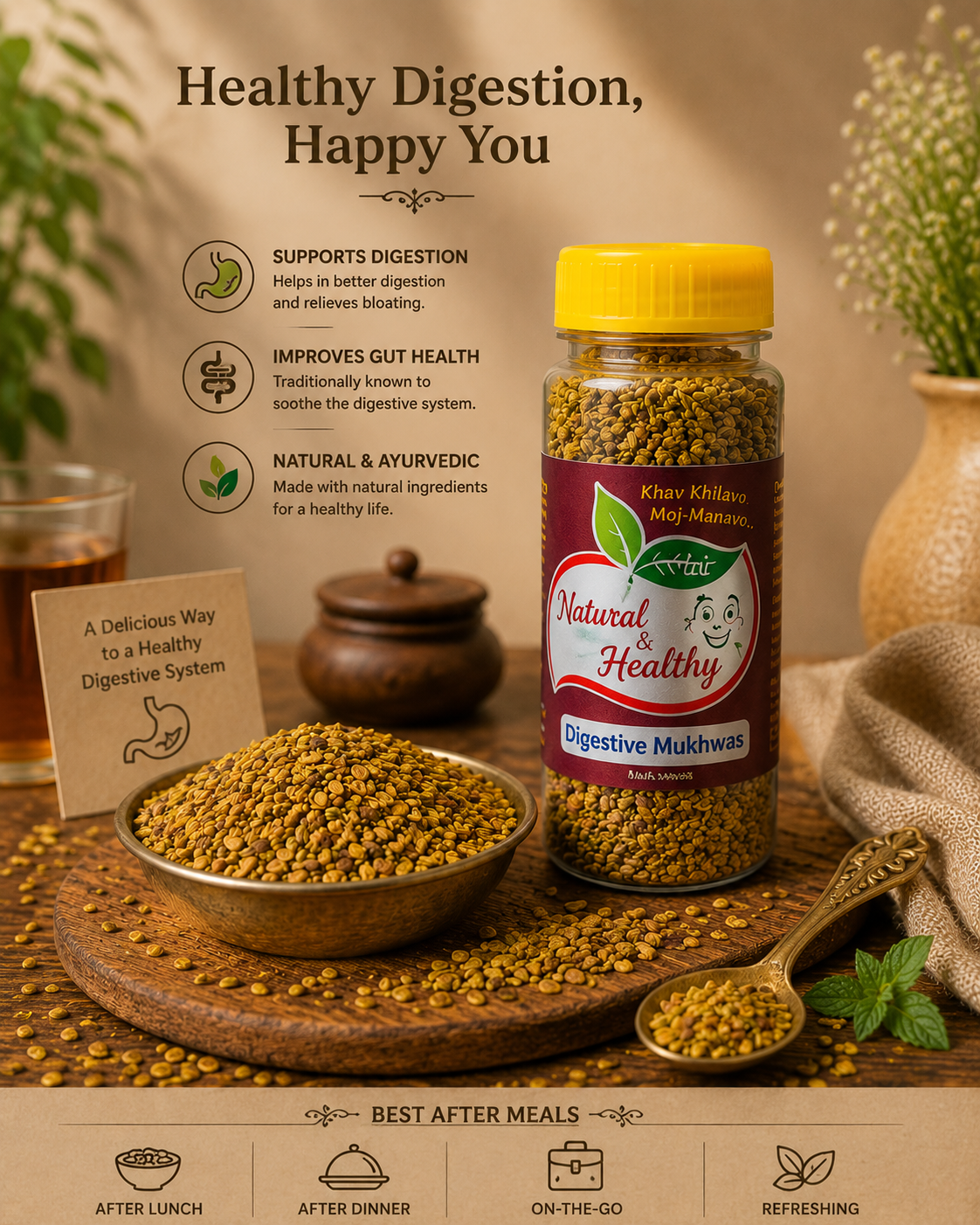 Natural & Healthy Digestive Mukhwas | Premium After Meal Mouth Freshener | Traditional Digestive Seed Mix