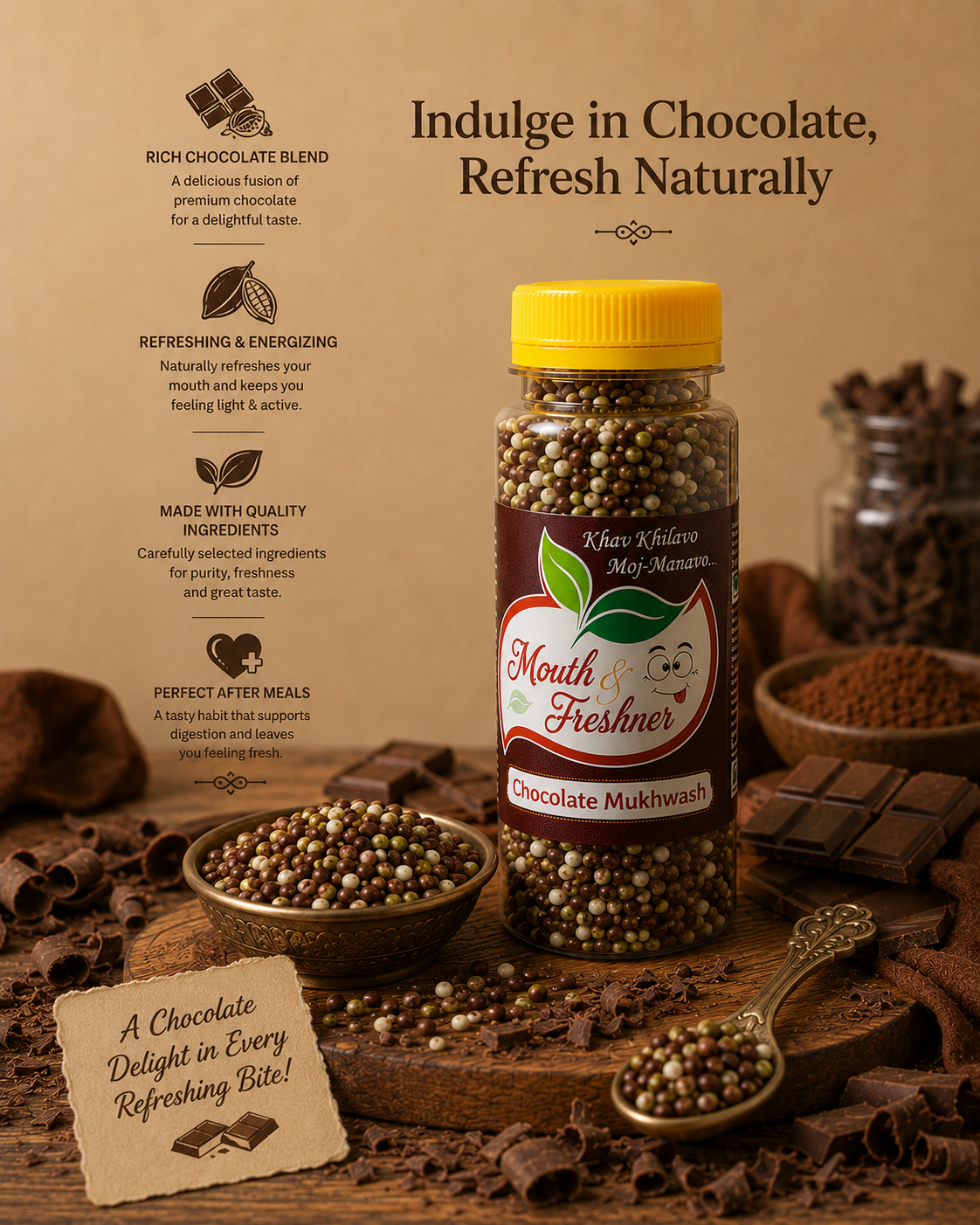 Natural & Healthy Chocolate Mukhwas | Premium Chocolate Mouth Freshener | Refreshing After Meal Digestive