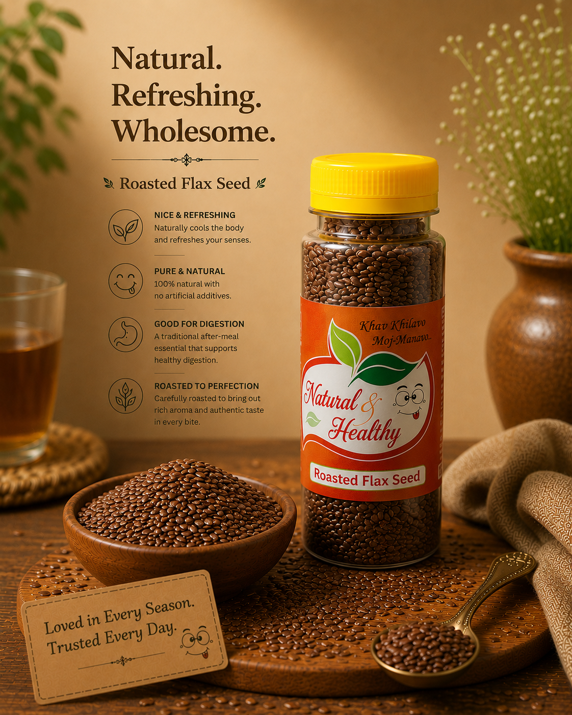 Roasted Flax Seed – Premium Roasted Alsi Seeds | Natural Superfood Snack | High Fiber & Omega-3 Rich
